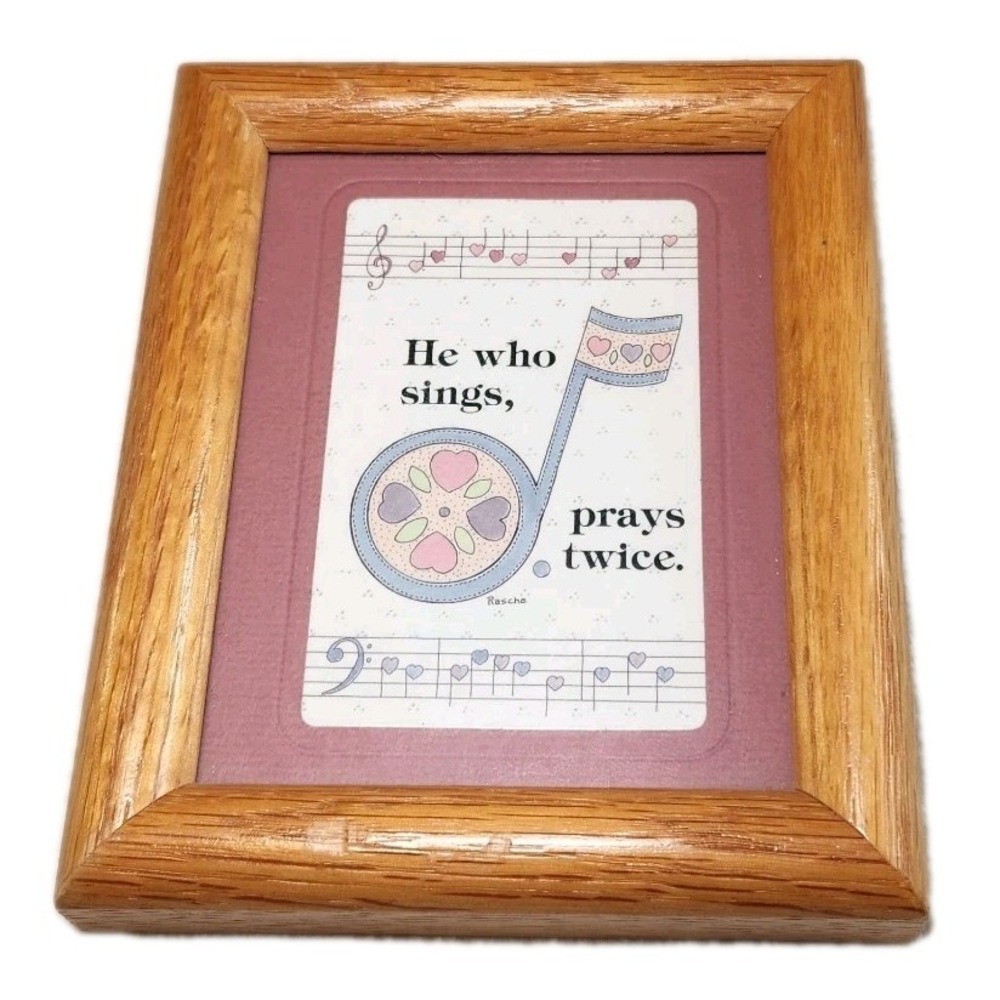 MUSIC Cottagecore Wall Art He Who Sings, Prays Twice Hanging Decor 90's VTG